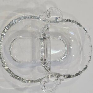 Vintage Fostoria Century Pattern Divided Oval Relish Clear Dish With Handles